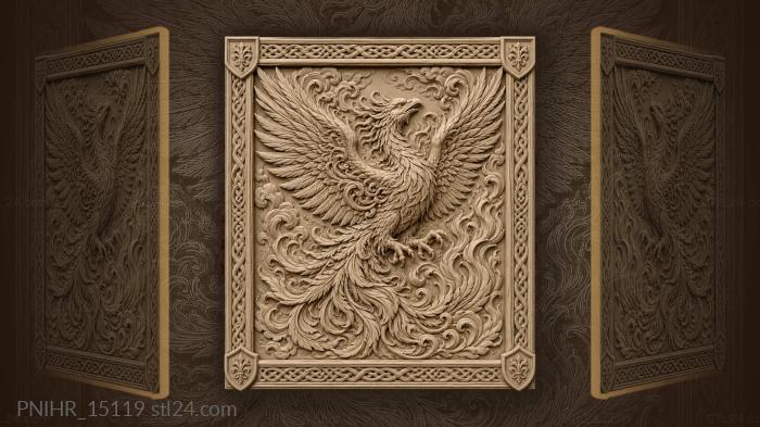 Phoenix swept upward in swirling feathers 3d STL model