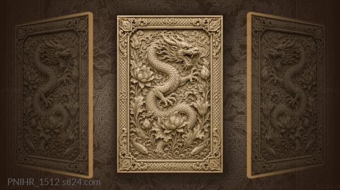 Lotus blooms and fish around the opening 3d STL model