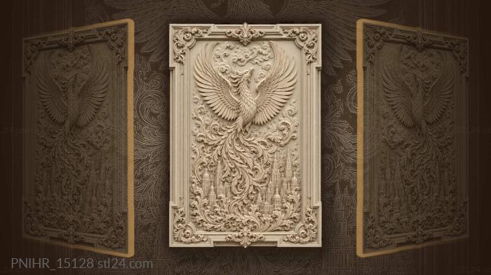 Phoenix rising above city gardens 3d STL model