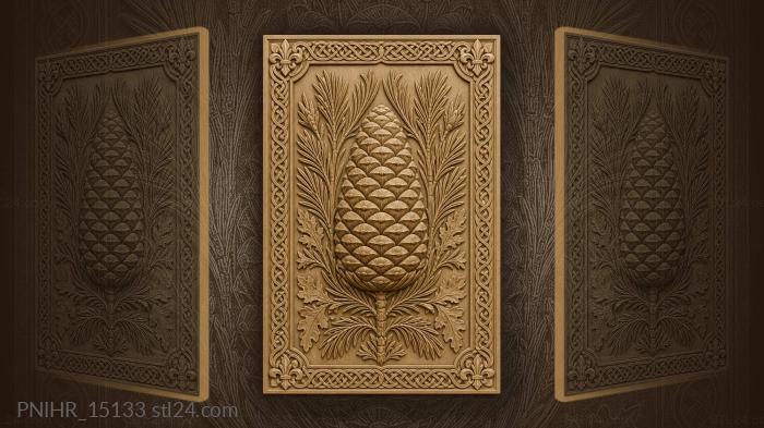 Pinecone with celtic foliage border 3d STL model