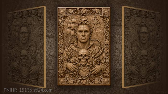 Roses and a clock by a gridded face 3d STL model