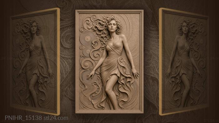 Woman with music and waves 3d STL model
