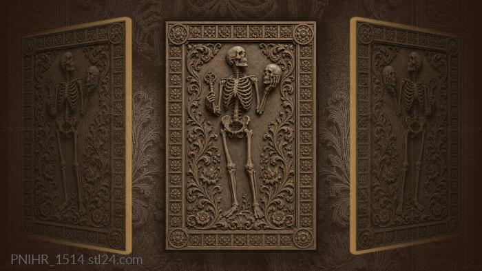 Skeleton with skull and ancient key 3d STL model