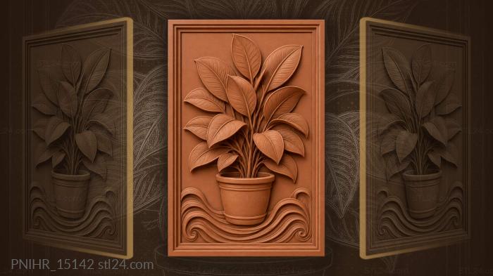 Rubber plant unfurls above rippling waves 3d STL model