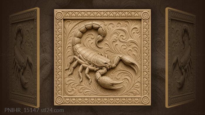 Abstract swirl and lotus with the scorpion 3d STL model
