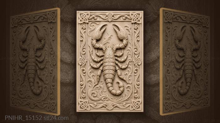 Wave scroll border frames the scorpion 3d STL model