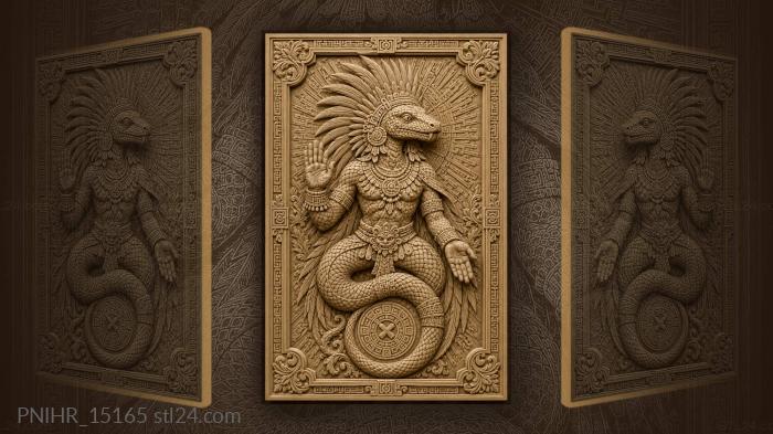 Serpent god with feathered headdress 3d STL model