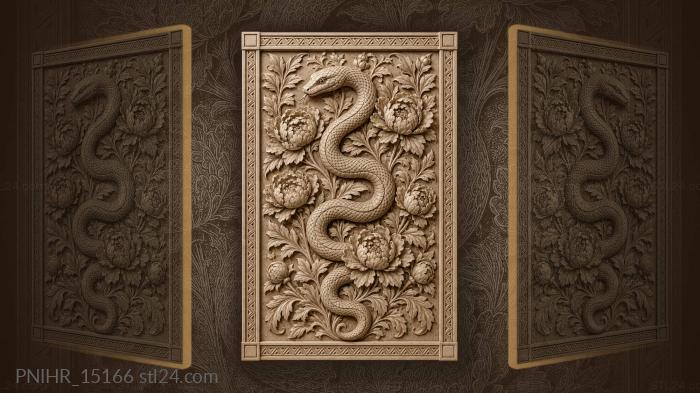 Snake winding through blooming peonies 3d STL model