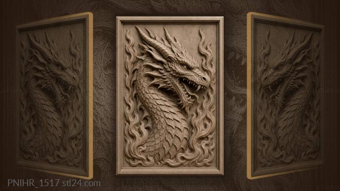Serpent between two pillars of flame 3d STL model