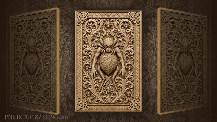 Spider with tiny kin among scrolls 3d STL model