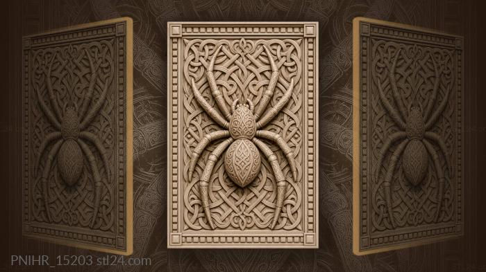 Spider with patterned body inside knotwork 3d STL model