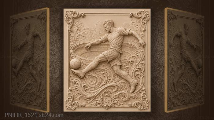 Football player kicking towards stadium 3d STL model