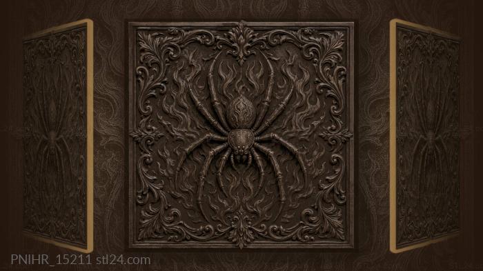 Spider ringed by flame shapes 3d STL model