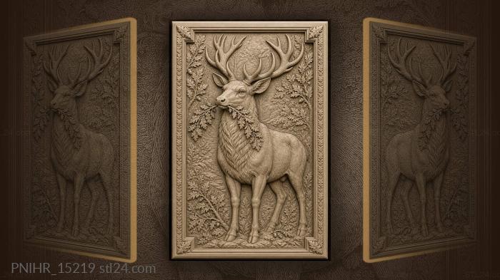 Noble stag with leafy branch 3d STL model