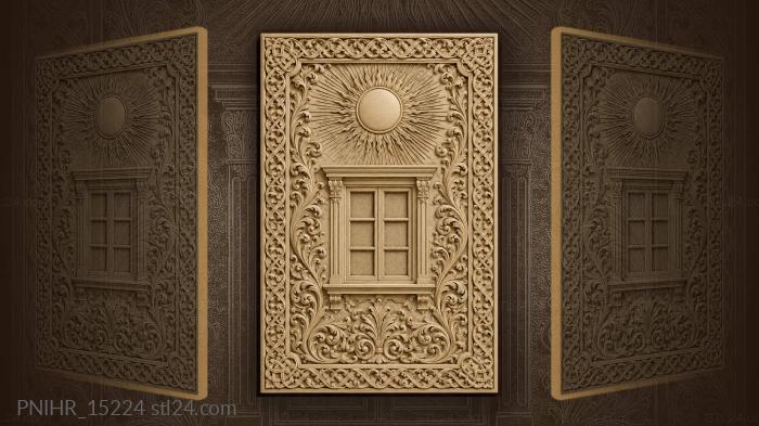 Sun above window ornate frame 3d STL model