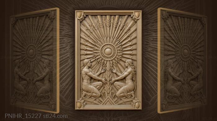 Sunburst with stylized figures symmetry 3d STL model
