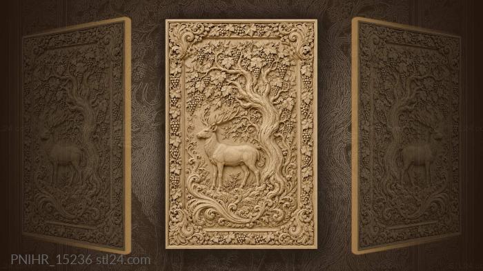 Deer beneath a tree above waves 3d STL model