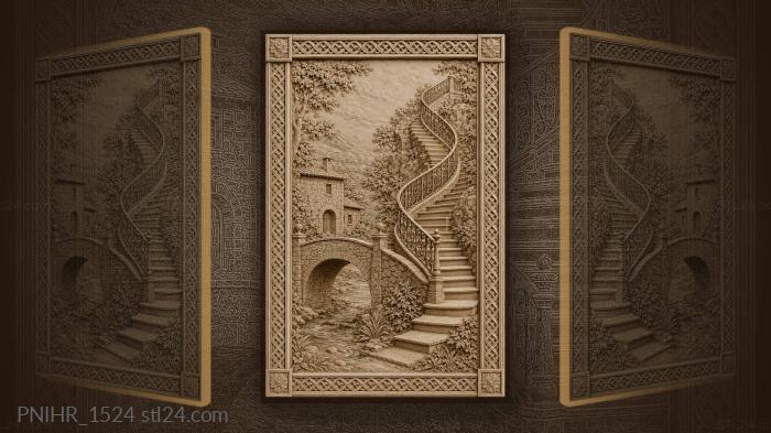 Stone bridge and winding stairs 3d STL model
