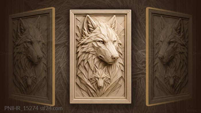 Proud wolf bears kindred emblem 3d STL model