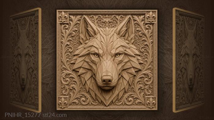Wolf muzzle assembled from geometric facets 3d STL model