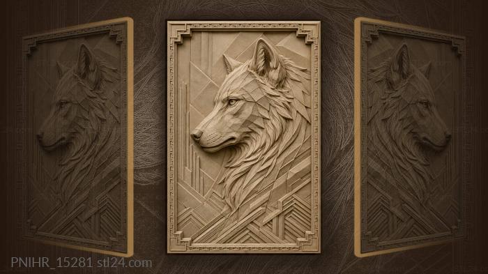 Wolf profile broken into sharp shards 3d STL model
