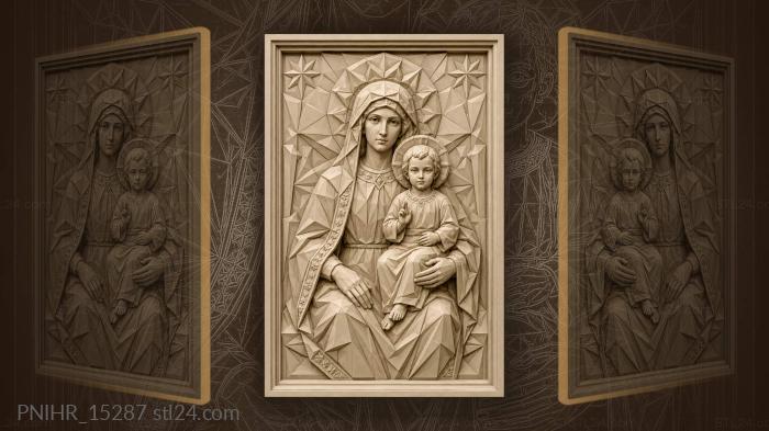Faceted madonna holding the child 3d STL model