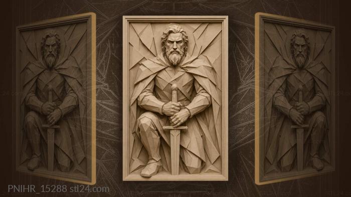 Angular face with a lowered sword 3d STL model