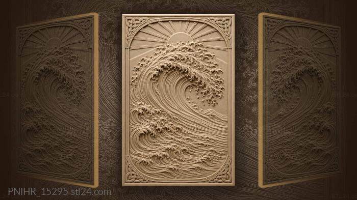Breaking wave with sunburst frame 3d STL model