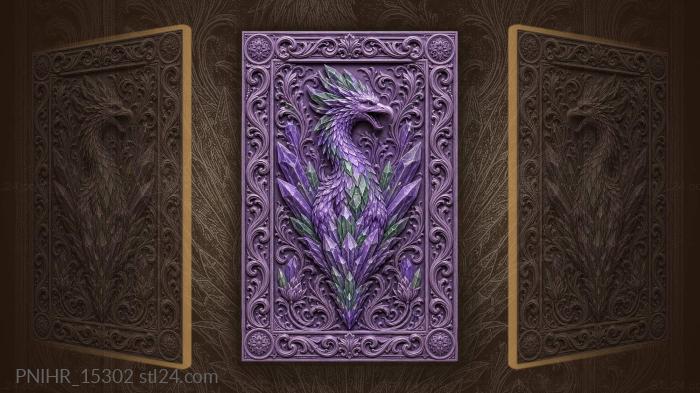 Crystalline swan dragon floral border 3d STL model