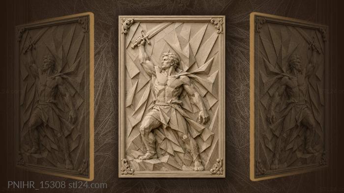 Sword aloft among angular planes 3d STL model