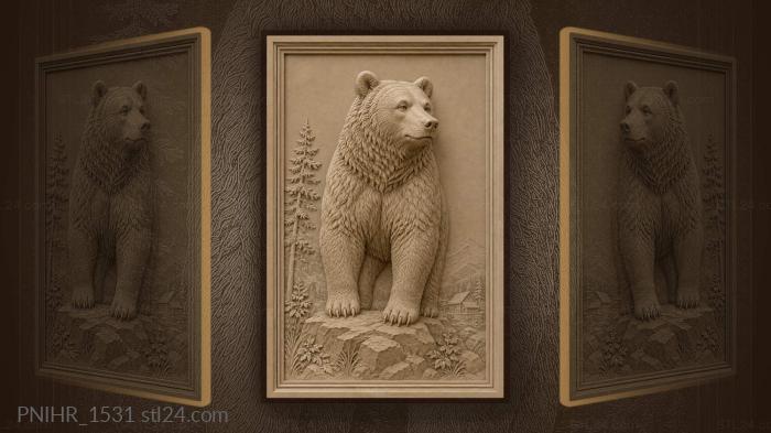 Bear on rocks near a distant house 3d STL model