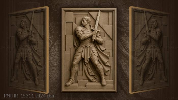Guarding blade among geometric blocks 3d STL model
