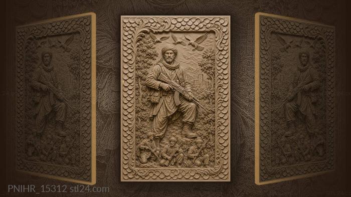 Towering scout above three small soldiers 3d STL model