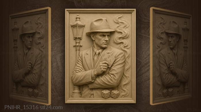 Gambler with cards and lamp 3d STL model
