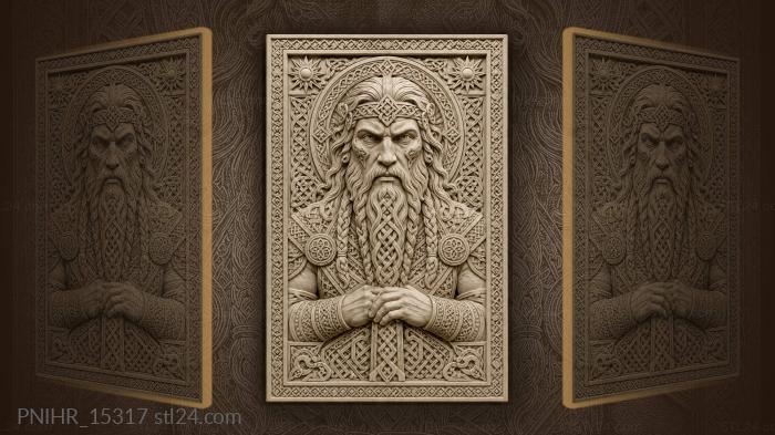 Majestic bearded man with knotwork 3d STL model