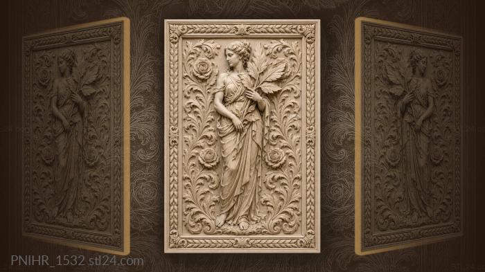 Maiden holding a large-leaved plant 3d STL model