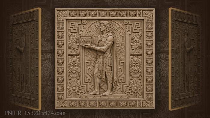 Ornate casket held toward small faces 3d STL model