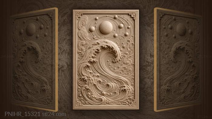 Wave and celestial spheres above 3d STL model
