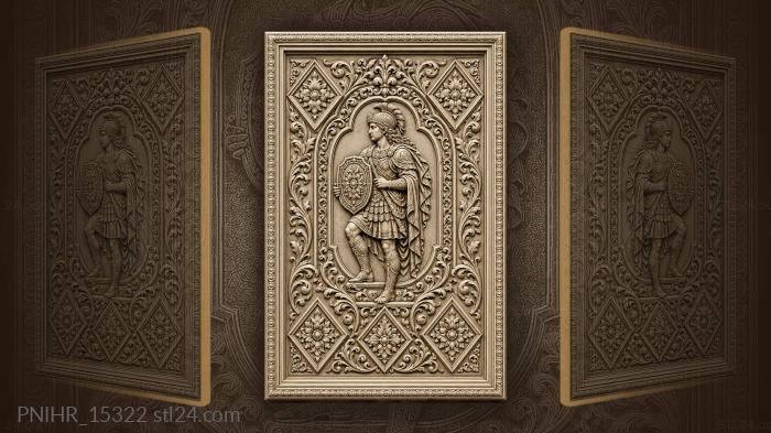 Small figure holding shield among blooms 3d STL model