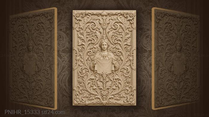 Floral scroll with central figure 3d STL model
