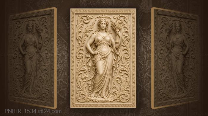 Woman raising a wheat sheaf high 3d STL model