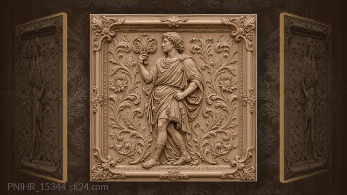 Profile amid blossoms and scrolls 3d STL model