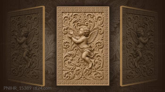 Cherub raising hands among acanthus leaves 3d STL model