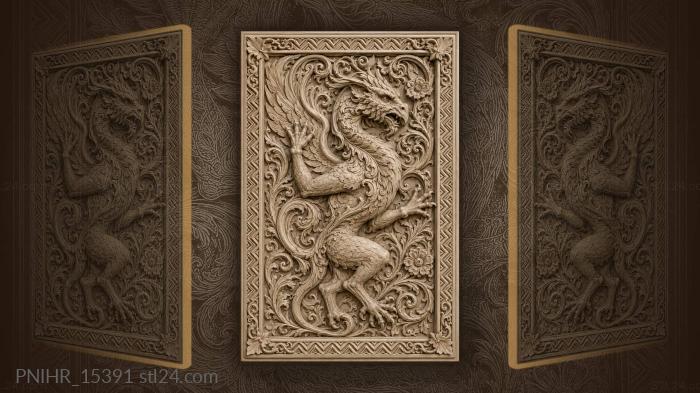 Mythical beast among floral vines 3d STL model