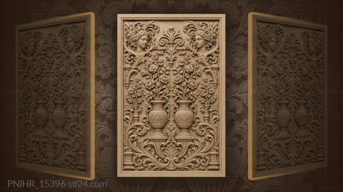 Two vases of blossom beneath two faces 3d STL model