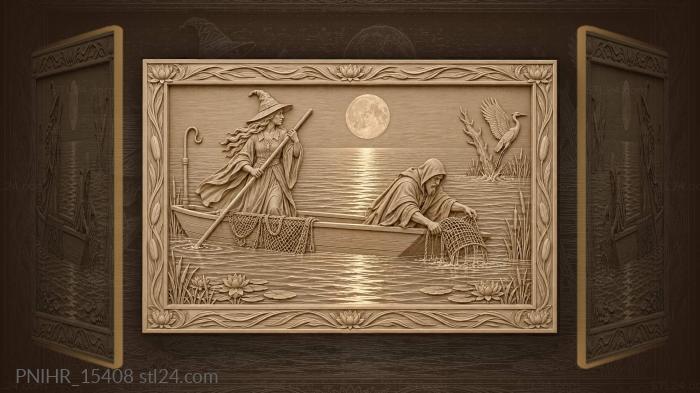 Moonlit lake witch and mage 3d STL model