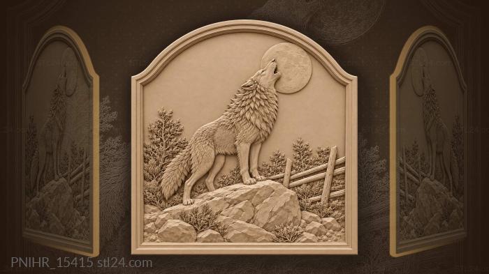 Wolf howls beside the leaning fence 3d STL model