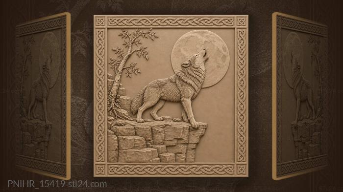 Cliffside wolf howls as stones tumble 3d STL model