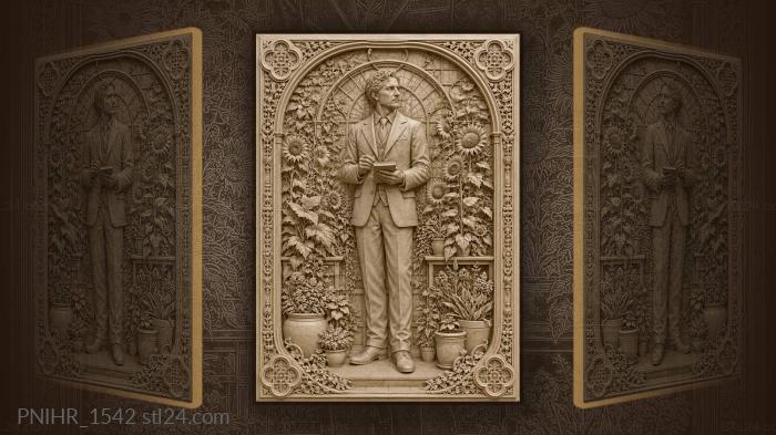 Man among summer flowers greenhouse 3d STL model