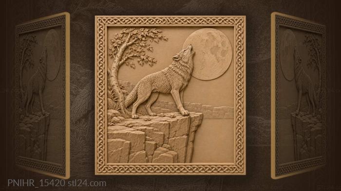 Wolf howls at the full moon 3d STL model